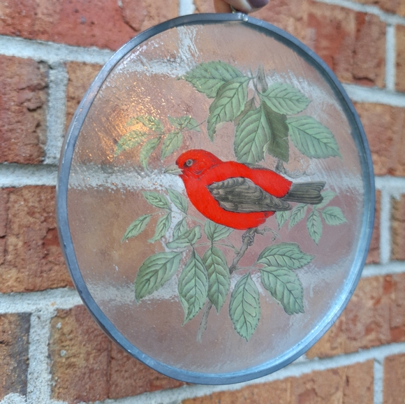 Red Bird Suncatcher Stocking Stuffers Bird Lover Gifts Glass Metal Wall Decor - Picture 8 of 16